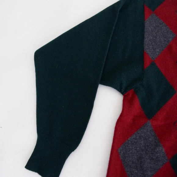 Pringle  Of Scotland Super Geelong 100% Lambswool Green And Red Argyle Small - Picture 8 of 10